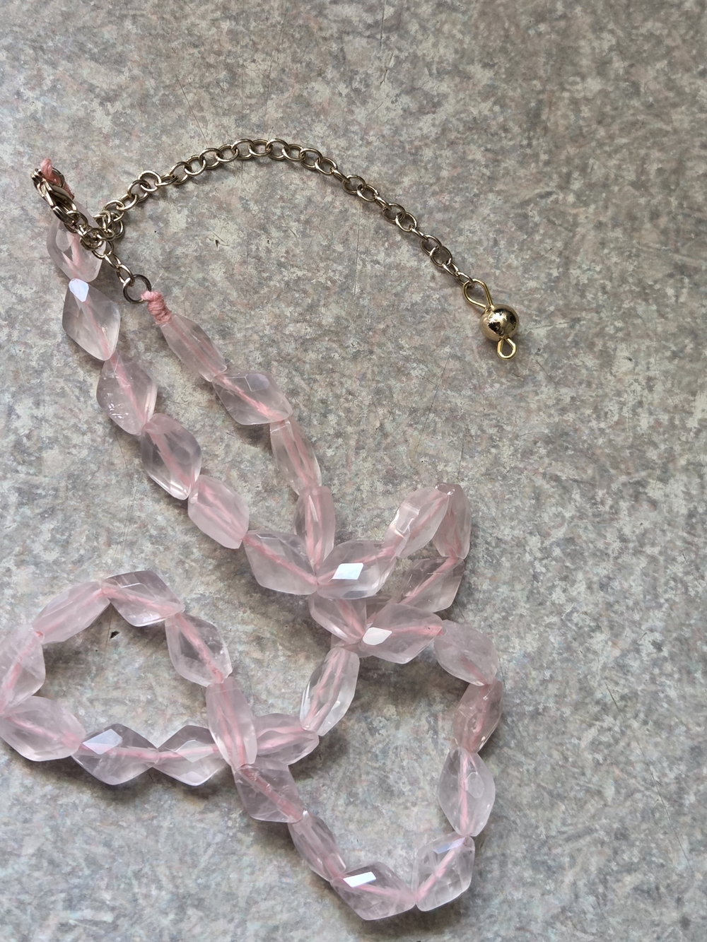 Pink Natural Genuine Rose Quartz in a Necklace Bead Necklace - Unbranded